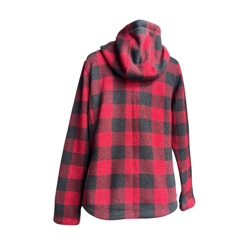 The North Face Crescent Fleece with Toggle Button in Grey and Red Buffalo Check - Picture 3 of 9